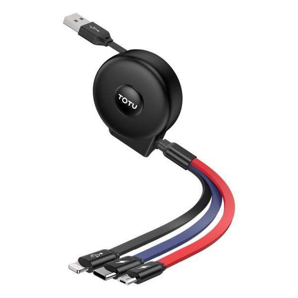  کابل تبدیل USB به لایتنینگ/USB-C/microUSB توتو مدل BB3B طول 1 متر