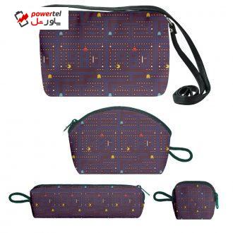 کیف دخترانه طرح پکمن کد f173 مجموعه 4 عددی