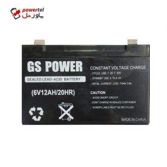 باتری یو پی اس 6 ولت 12 آمپر ساعت جی اس پاور مدل GS_612