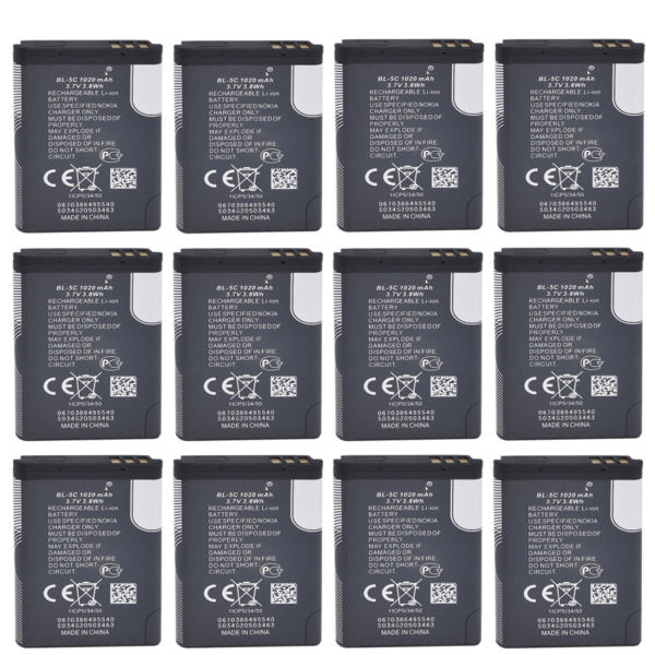 باتری موبایل مدل BL-5C با ظرفیت 1020میلی آمپرساعت مناسب برای گوشی موبایل نوکیا 5C بسته 12 عددی