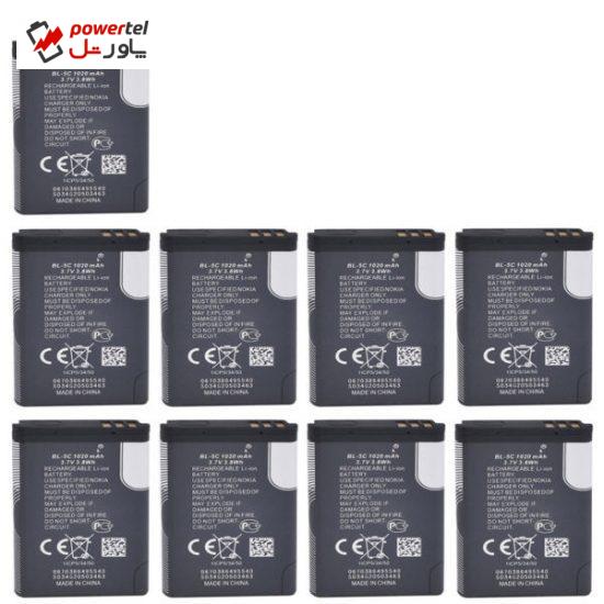 باتری موبایل مدل BL-5C با ظرفیت 1020میلی آمپرساعت مناسب برای گوشی موبایل نوکیا 5C بسته 9 عددی