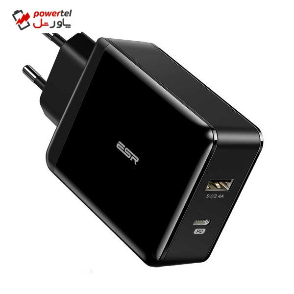 شارژر دیواری اي اِس آر مدل 1PD + 1USB-A
