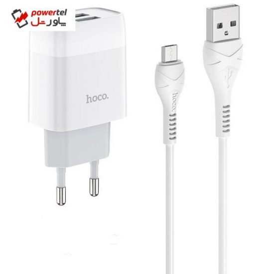 شارژر دیواری هوکو مدل C73A به همراه کابل تبدیل microUSB