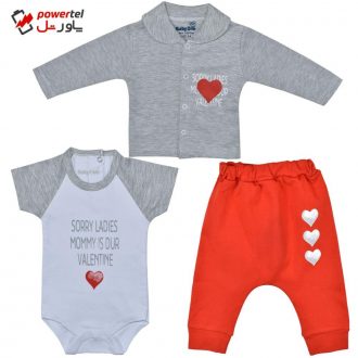 ست 3 تکه لباس نوزادی بی بی وان مدل قلب کد 2