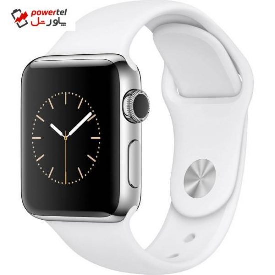ساعت هوشمند اپل واچ سری 2  مدل 38mm Stainless Steel Case with White Sport Band