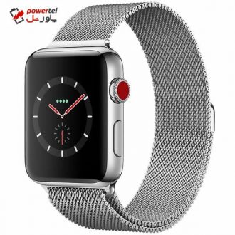 ساعت هوشمند اپل واچ سری 3 سلولار مدل 42mm Stainless Steel Case with Milanese Loop