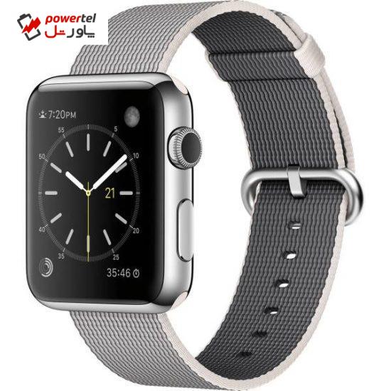 ساعت هوشمند اپل واچ مدل 42mm Steel Case with Pearl Woven Nylon Band