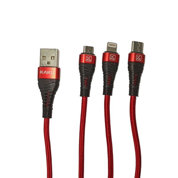 کابل تبدیل USB به Lightning/microUSB/USB-C کاکو مدل KSC-296 طول 1 متر