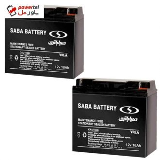 باتری یو پی اس 12 ولت 18 آمپر صبا باتری مدل SB بسته 2 عددی