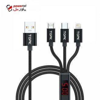 کابل تبدیل USB به MicroUSB/ لایتنینگ/ USB-C تپک مدل AC36 طول 1 متر
