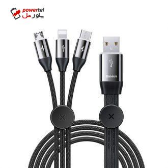کابل تبدیل USB به USB-C / MICRO USB / لایتنینگ باسئوس مدل CAMLT-ASY01 طول 1 متر