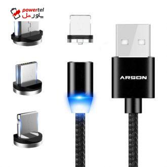 کابل تبدیل USB به microUSB/ لایتنینگ /USB-C آرسون مدل AN-M33 طول 1 متر کابل تبدیل USB به microUSB/ لایتنینگ /USB-C آرسون مدل AN-M33 طول 1 متر
