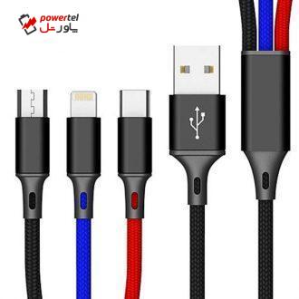 کابل تبدیل USB به microUSB /لایتنینگ/USB-C دودا مدل L8x طول 1.2 متر کابل تبدیل USB به microUSB /لایتنینگ/USB-C دودا مدل L8x طول 1.2 متر