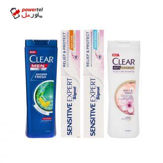 خمیر دندان سیگنال مدل Gum Care وزن 100 گرم به همراه خمیر دندان سیگنال، شامپو ضد شوره بانوان کلییر، شامپو ضد شوره کلییر خمیر دندان سیگنال مدل Gum Care وزن 100 گرم به همراه خمیر دندان سیگنال، شامپو ضد شوره بانوان کلییر، شامپو ضد شوره کلییر