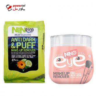 دستمال مرطوب پاک کننده آرایش نینو مدل Anti Dark & Puff بسته 27 عددی به همراه دستمال مرطوب پاک کننده آرایش مدل EYE بسته 45 عددی دستمال مرطوب پاک کننده آرایش نینو مدل Anti Dark & Puff بسته 27 عددی به همراه دستمال مرطوب پاک کننده آرایش مدل EYE بسته 45 عددی