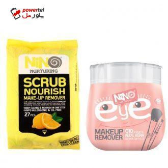 دستمال مرطوب پاک کننده آرایش نینو مدل Scrub Nourish بسته 27 عددی به همراه دستمال مرطوب پاک کننده آرایش مدل EYE بسته 45 عددی دستمال مرطوب پاک کننده آرایش نینو مدل Scrub Nourish بسته 27 عددی به همراه دستمال مرطوب پاک کننده آرایش مدل EYE بسته 45 عددی