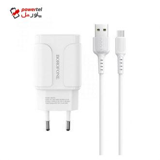 شارژر دیواری بروفون مدل BA37A به همراه کابل تبدیل microUSB