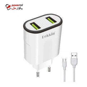 شارژر دیواری دکین مدل DK_390 به همراه کابل تبدیل MicroUSB شارژر دیواری دکین مدل DK_390 به همراه کابل تبدیل MicroUSB