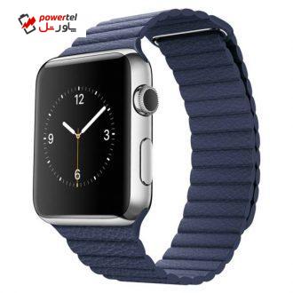 ساعت هوشمند اپل واچ مدل 42mm Stainless Steel Case with Midnight Blue Leather Loop ساعت هوشمند اپل واچ مدل 42mm Stainless Steel Case with Midnight Blue Leather Loop