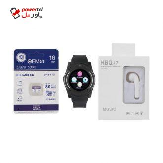 ساعت هوشمند جی تب مدل W300 به همراه هندزفری اچ بی کیو مدل i7 و کارت حافظه 16 گیگابایتی ساعت هوشمند جی تب مدل W300 به همراه هندزفری اچ بی کیو مدل i7 و کارت حافظه 16 گیگابایتی
