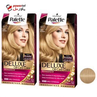 کیت رنگ مو پلت سری DELUXE شماره 0-9 حجم 50 میلی لیتر رنگ بلوند روشن مجموعه 2 عددی