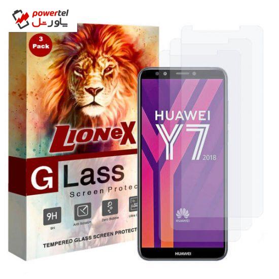 محافظ صفحه نمایش لایونکس مدل UPS مناسب برای گوشی موبایل Y7 2018 بسته سه عددی