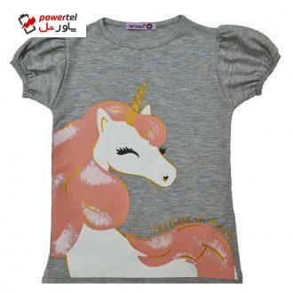 تی شرت دخترانه افراتین مدل اسب شاخ دار رنگ طوسی