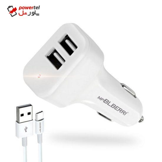 شارژر فندکی ام پی بلبری مدل BLB-122 به همراه کابل تبدیل USB-C