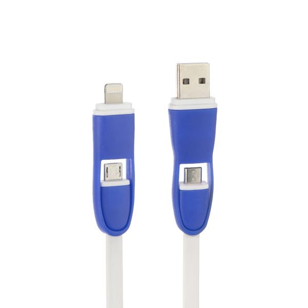 کابل تبدیل USB/microUSB به miroUSB/لایتنینگ کد 387 طول 0.27 متر