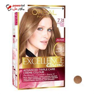 کیت رنگ مو لورآل سری Excellence شماره 7.31 حجم 50 میلی لیتر رنگ قهوه ای شکلاتی کیت رنگ مو لورآل سری Excellence شماره 7.31 حجم 50 میلی لیتر رنگ قهوه ای شکلاتی