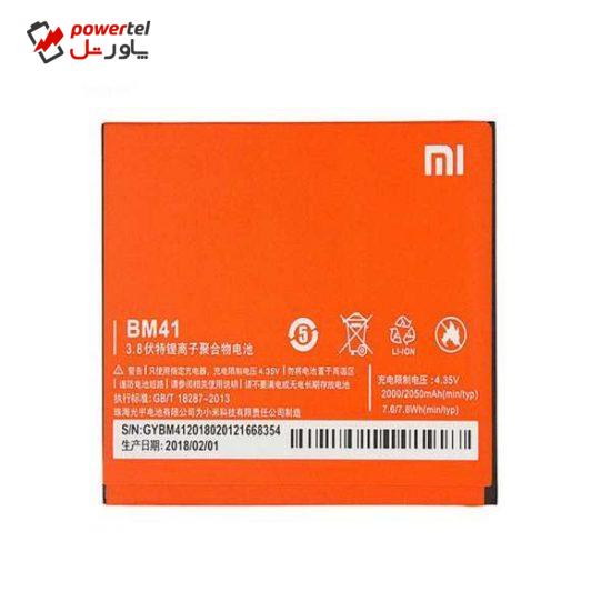 باتری موبایل مدل bm41 ظرفیت 2000 میلی آمپر ساعت مناسب برای گوشی موبایل شیائومی MI 1