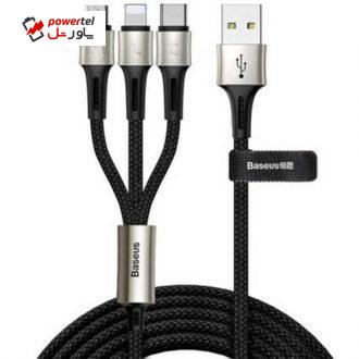 کابل تبدیل USB به USB-C/microUSB/لایتنینگ باسئوس مدل Caring 3in1 Cable GH01 طول 1.2 متر
