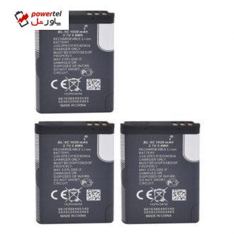 باتری موبایل مدل BL-5C با ظرفیت 1020میلی آمپرساعت مناسب برای گوشی موبایل نوکیا 5C بسته 3 عددی