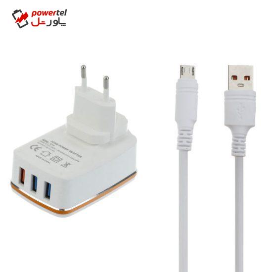 شارژر دیواری بیبوشی مدل c15 به همراه کابل تبدیل MicroUSB