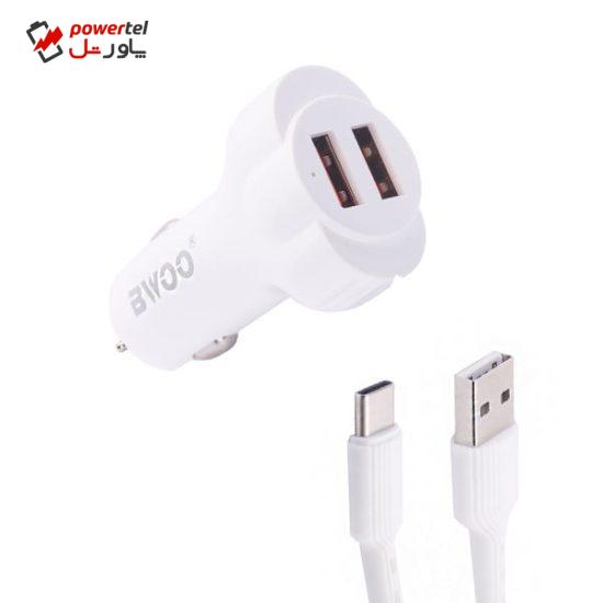 شارژر فندکی مدل CC52 به همراه کابل تبدیل USB -C