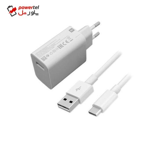 شارژر دیواری شیائومی مدل ردمی نوت 10 به همراه کابل تبدیل USB-C
