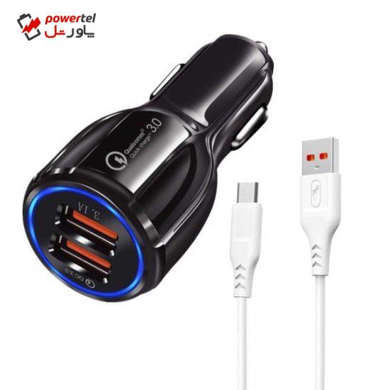 شارژر فندکی مدل LZ-681 به همراه کابل تبدیل MICROUSB