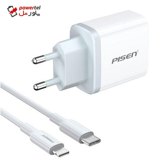 شارژر دیواری پایزن مدل EP-C-01 به همراه کابل تبدیل لایتنینگ