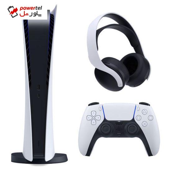 مجموعه کنسول بازی سونی مدل PLayStation 5 Digital به همراه هدست سونی Pulse 3D