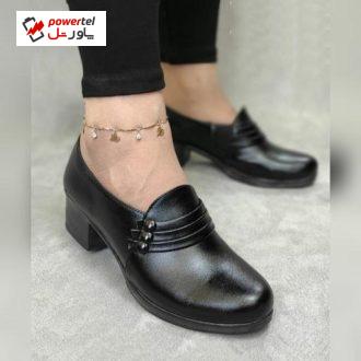 کفش زنانه چرمی پاشنه دار مدل  سه دکمه سایزبندی 36 تا 40 غرفه پام مشهد باسلام