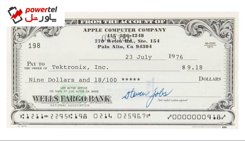 یک چک با امضای استیو جابز با قیمت هزاران دلار به حراج گذاشته شد