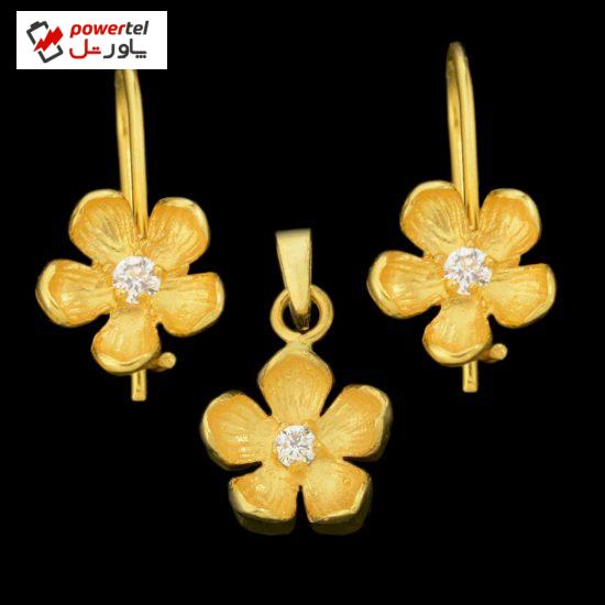 نیم ست طلا 18 عیار دخترانه طلای مستجابی مدل گل کد 67119