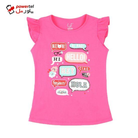 تی شرت دخترانه لینتل مدل hello کد 0056 رنگ صورتی