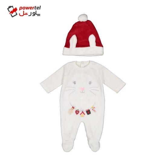 ست سرهمی و کلاه نوزادی دخترانه ایندیگو مدل 2501901-01