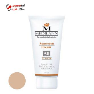 کرم ضد آفتاب رنگی مدیلن SPF50 مناسب پوست های خشک حجم 50 میلی لیتر