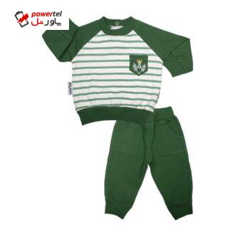 ست سویشرت  و شلوار نوزادی آدمک مدل رگلان کد 110023 رنگ سبز