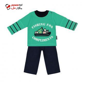 ست تی شرت و شلوار نوزادی آدمک مدل 2171129-44
