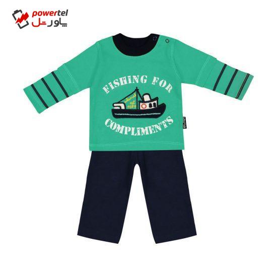 ست تی شرت و شلوار نوزادی آدمک مدل 2171129-44