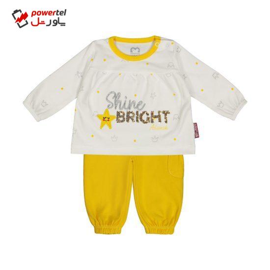 ست تی شرت و شلوار نوزادی دخترانه آدمک مدل 2171127-19