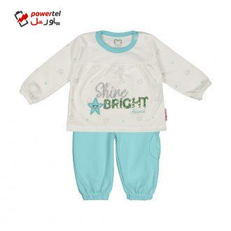 ست تی شرت و شلوار نوزادی دخترانه آدمک مدل 2171127-54